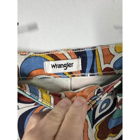 Wrangler Women's High Rise Flare Jeans Pants In Latigo Print Size 26 Retro Hippy - Picture 7 of 14